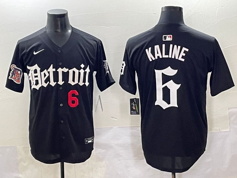 Men 2025 Detroit Tigers #6 Kaline Black Five generations Joint Name Nike MLB Jersey style 4->detroit tigers->MLB Jersey